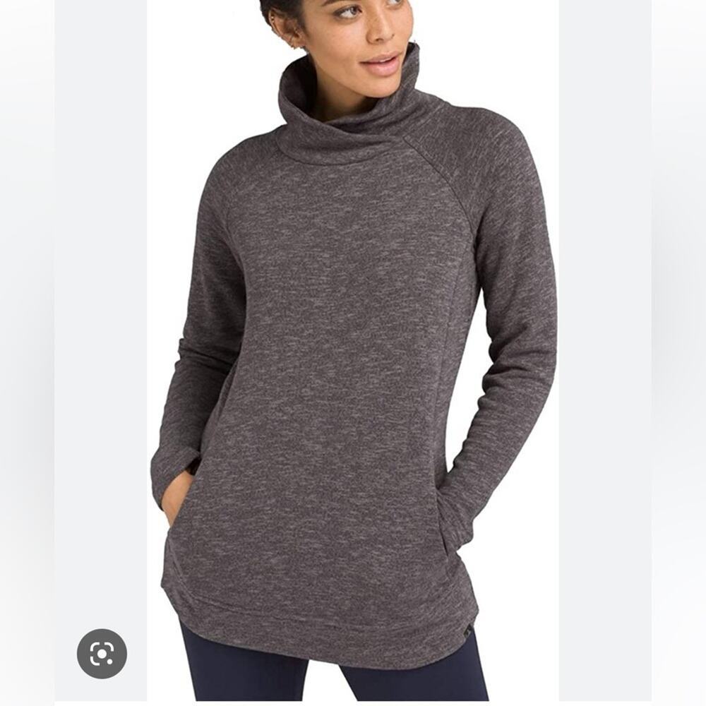 Prana Calexa High Neck Heathered Grey Tunic Pullover with Pockets Size …